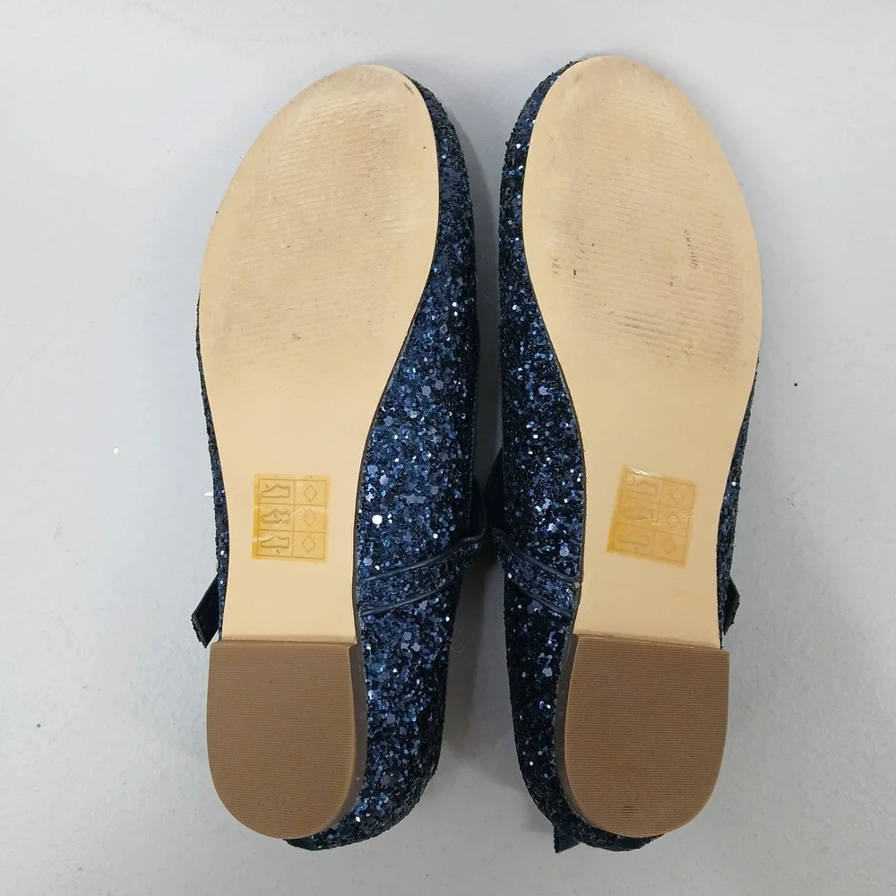 Crewcuts Glitter Mary Jane Ballet Flats Girls Navy Blue Sparkly Bow